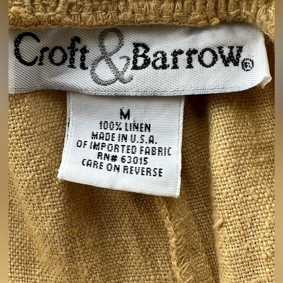 WOMENS CROFT & BARROW 100% LINEN CASUAL TAN SHORTS SIZE MEDIUM NICE - Picture 4 of 4